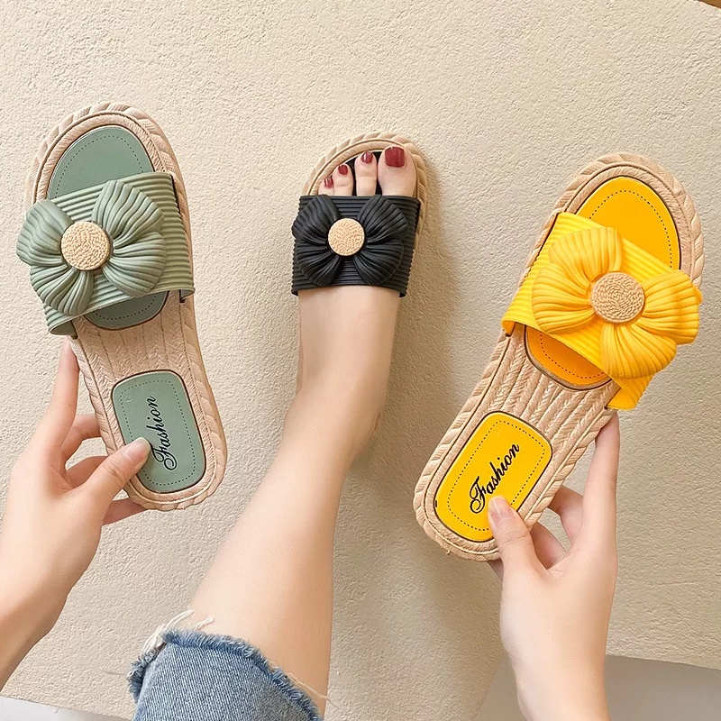 Sandal Slop Wanita Motif Pita Sandal Fashion Ala Korea Import Real Pict Tmall88