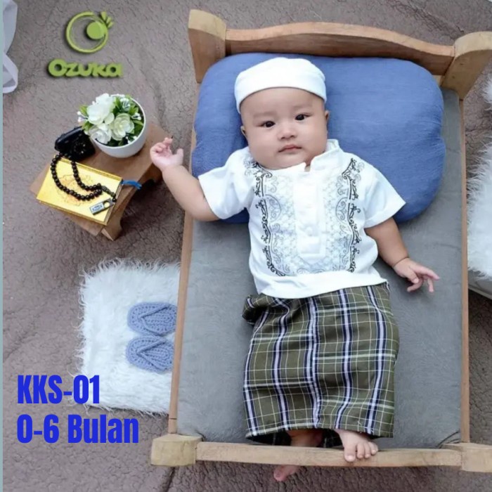 Promo lebaran Baju koko baju koko bayi laki laki 0 6 bulan new born 6 12 bulan sarkoci ozuka - KKS.0