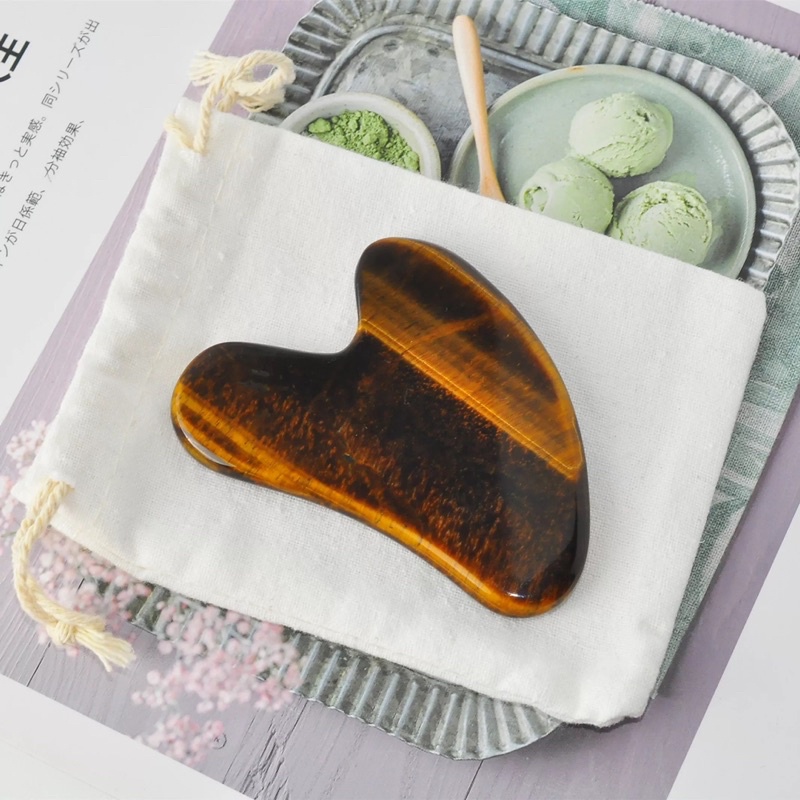 Gua Sha &amp; Roller Facial Massage - Alat Pijat Wajah original batu Tiger Eye