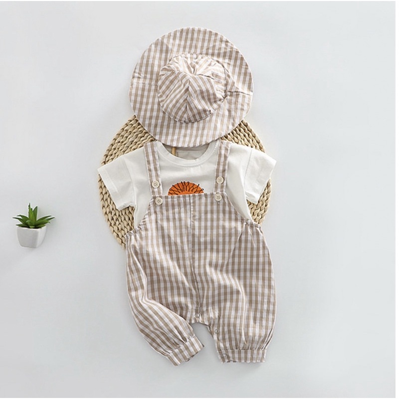 Lion polka/square overall bayi laki laki korea