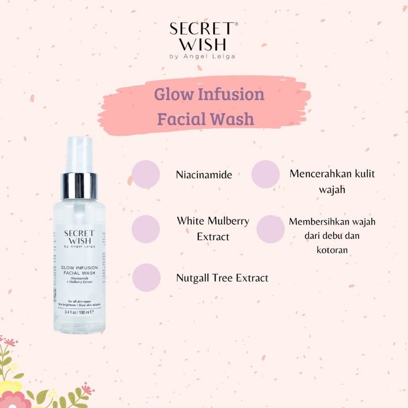 BPOM WISH SECRET BY angel lelga | glow infusion facial wash 100ml