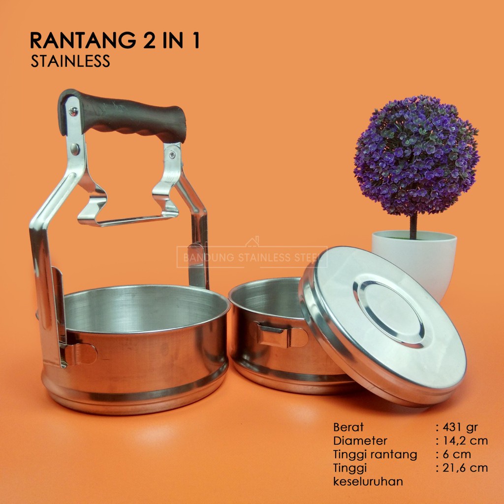 Rantang stainless 2 susun diameter 14cm tempat bekal makan lunch box