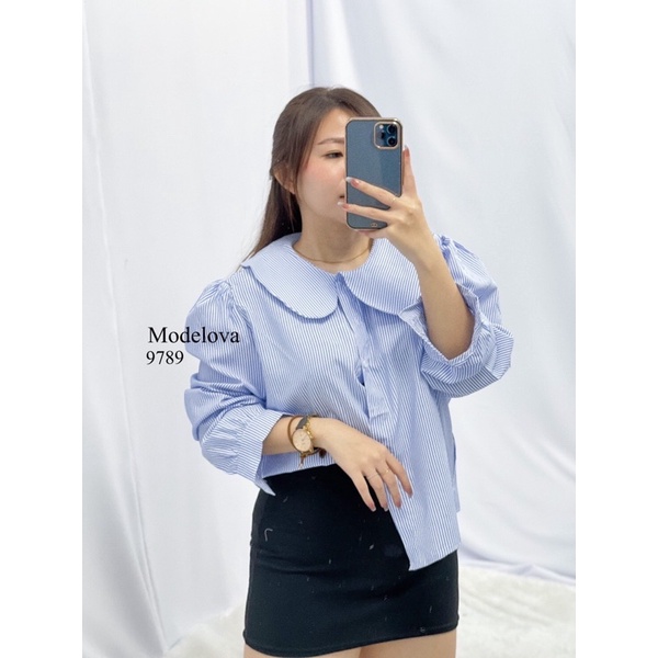 MDLV ~ 9789 KHLOE ASYM COLLAR // ATASAN LENGAN PANJANG CEWEK // FASHION IMPORT WANITA