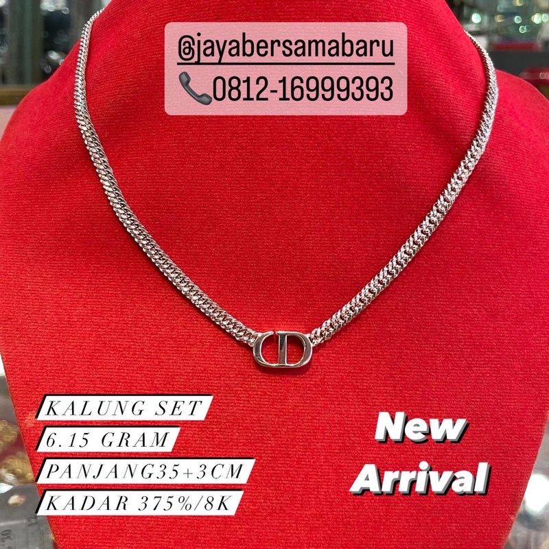 Kalung CD emas putih kadar 375%/8k