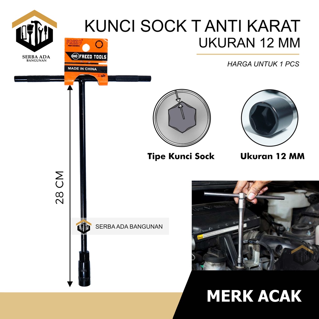 KUNCI T FREED / KUNCI SOCK FREED TOOLS BAGUS / KUNCI T HARGA SATUAN 8,10,12,14mm