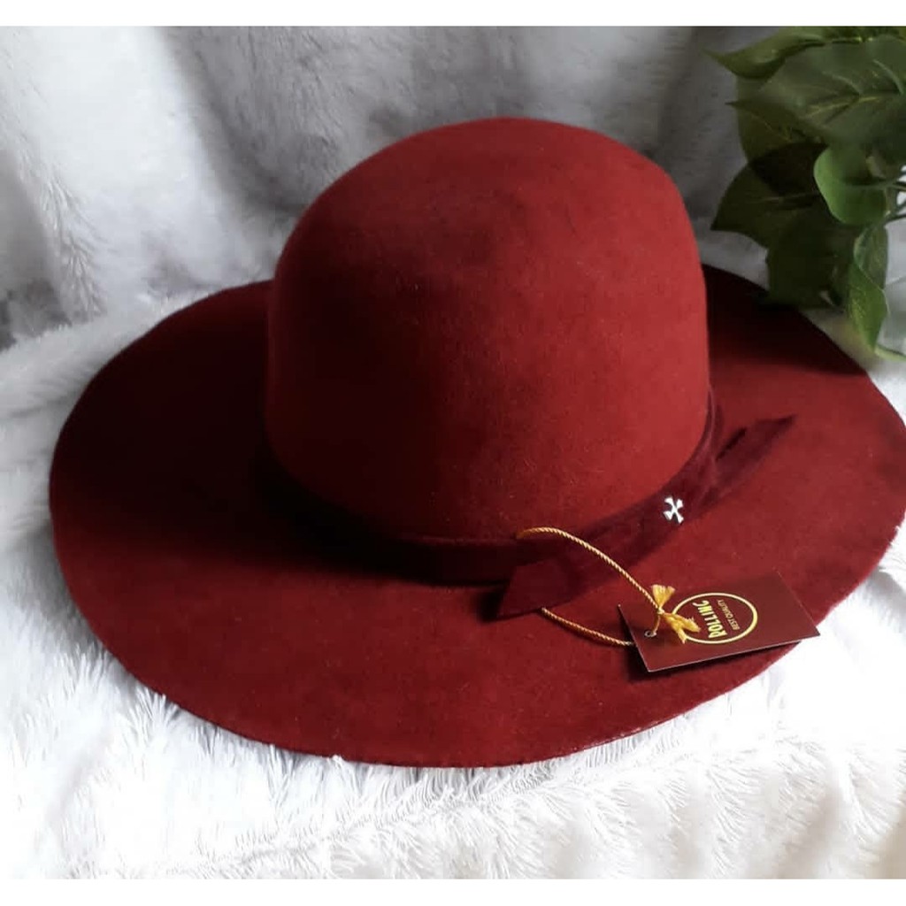 Topi Laken Fedora Panama Warna Maroon