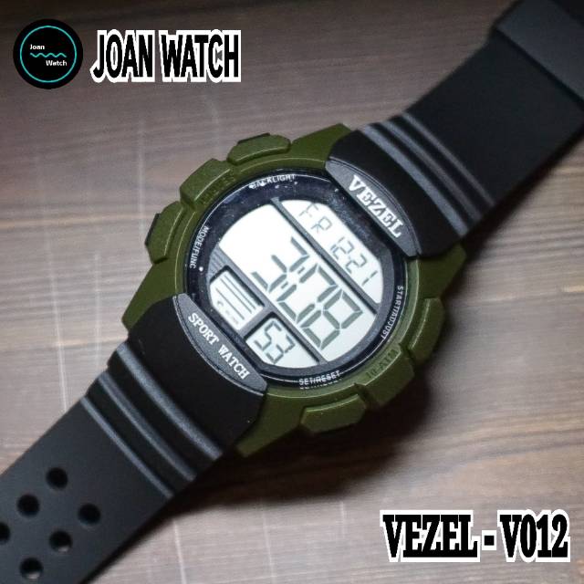 VEZEL -V012- JAM TANGAN DIGITAL - GREEN ARMY / BLACK