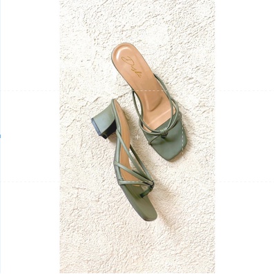 Sandal Hak Tahu Wanita YERA Heels 5cm Hak Tali-Army