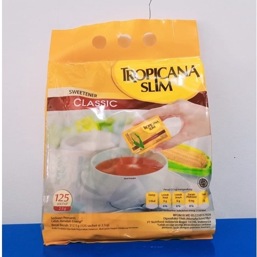 

TROPICANA SLIM SWEETENER CLASSIC 312.5GR (125 SACHET @2.5GR)