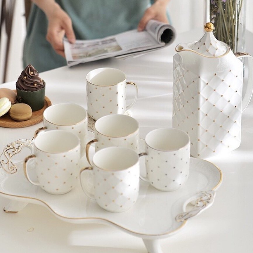 Regno Teko Set/Teko Set/Penyaji Minuman/Teko Cangkir Tray/Teko Cangkir/Teko/Cangkir/Paket Alat Minum