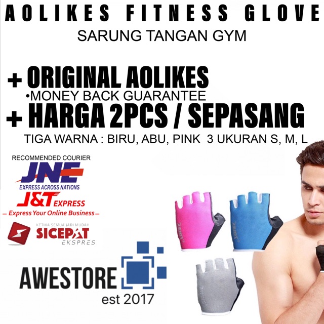 104 AOLIKES SARUNG TANGAN GYM SEPEDA GLOVE WRIST WRAP FITNESS GLOVES