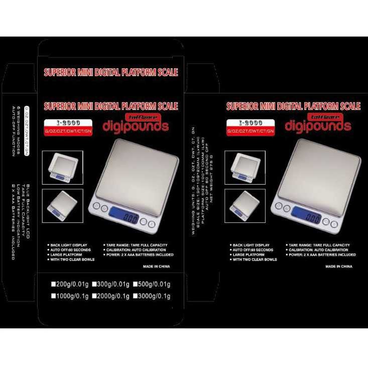 Taffware Digipounds Timbangan Mini Digital Scale 3000g 0.1g - i2000