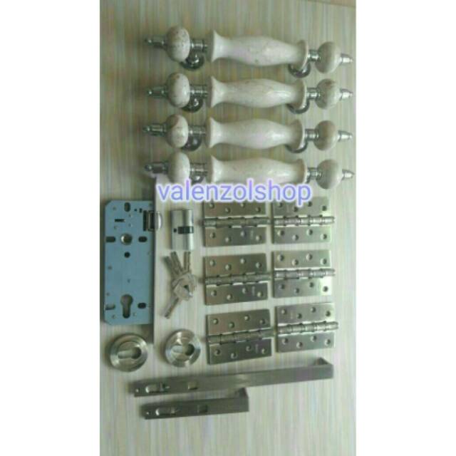 Pull Handle INUL + Body Kunci Pelor + Engsel + Grendel Tanam ( Paket Komplit)
