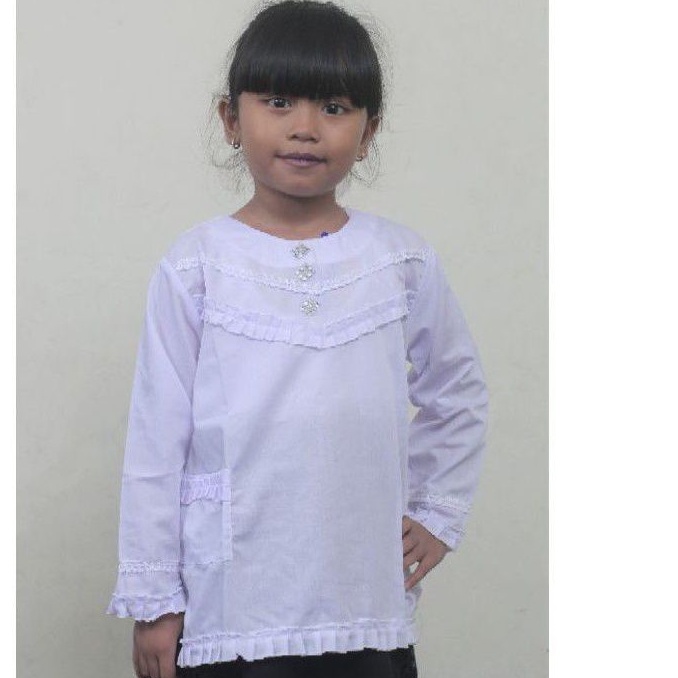 seragam sekolah cewek baju atasan muslim blus TPQ putih bahan kain ero