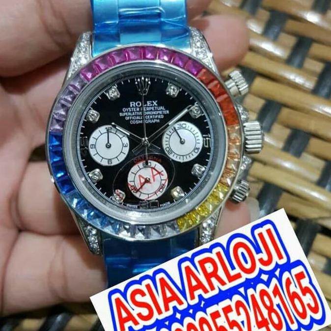 JAM TANGAN COWOK ROLEX DAYTONA DIOMOND SILVER SUPER PREMIUM