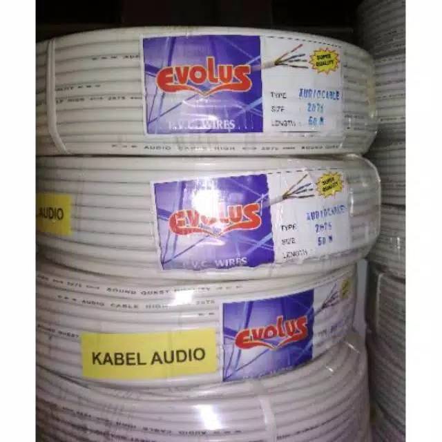 Kabel Listrik Serabut 2X075 Evolus Hitam / Putih Panjang Full 50 Meter