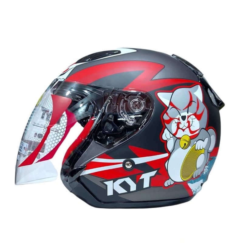 Helm Kyt Dj Maru Kabuki Cat Gunmetal Doff