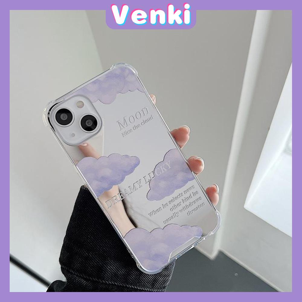 iPhone Case Acrylic Luxury Makeup Mirror Airbag Shockproof Protection Camera Purple Clouds Cute Compatible For iPhone 11 iPhone 13 Pro Max iPhone 12 Pro Max iPhone 7 Plus iPhone xr