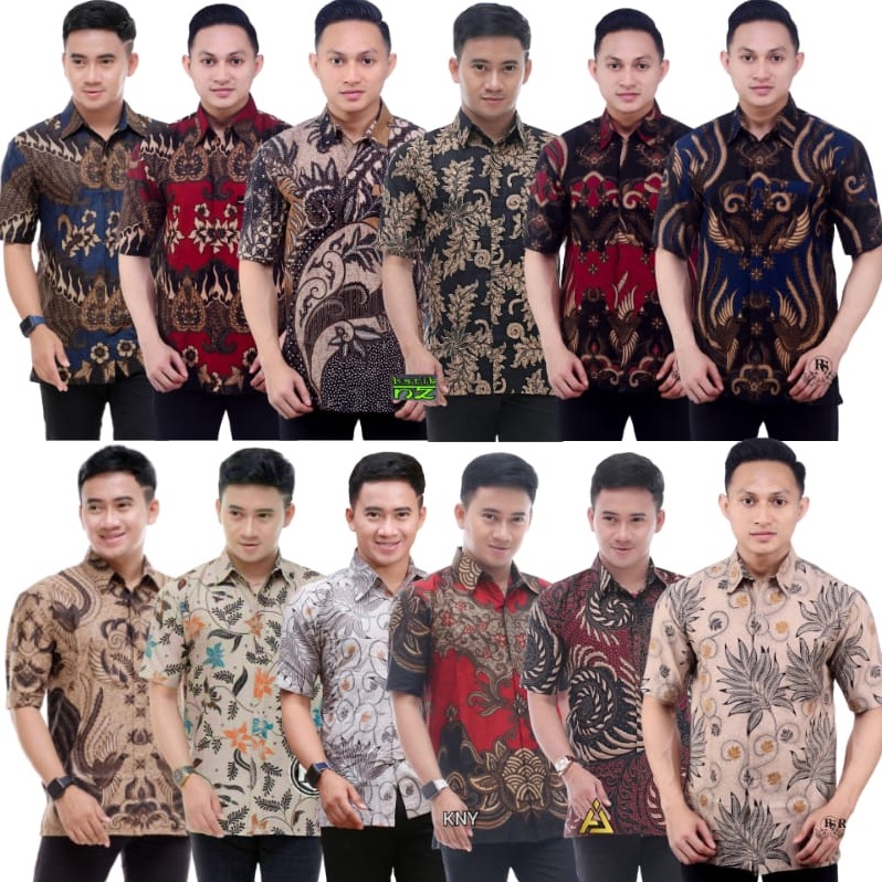 KEMEJA BATIK LENGAN PENDEK M L XL HEM BATIK PRIA