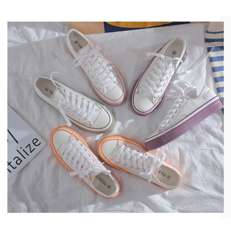 BJS71042 - ORANGE/PINK/PURPLE - Sepatu Sneakers Olahraga Import Wanita (Beda Label Sol) SEPATU WANITA SNEAKERS TALI FLAT FASHION IMPORT TERMURAH TERLARIS TERBARU BAGSTORE JAKARTA JSS71042