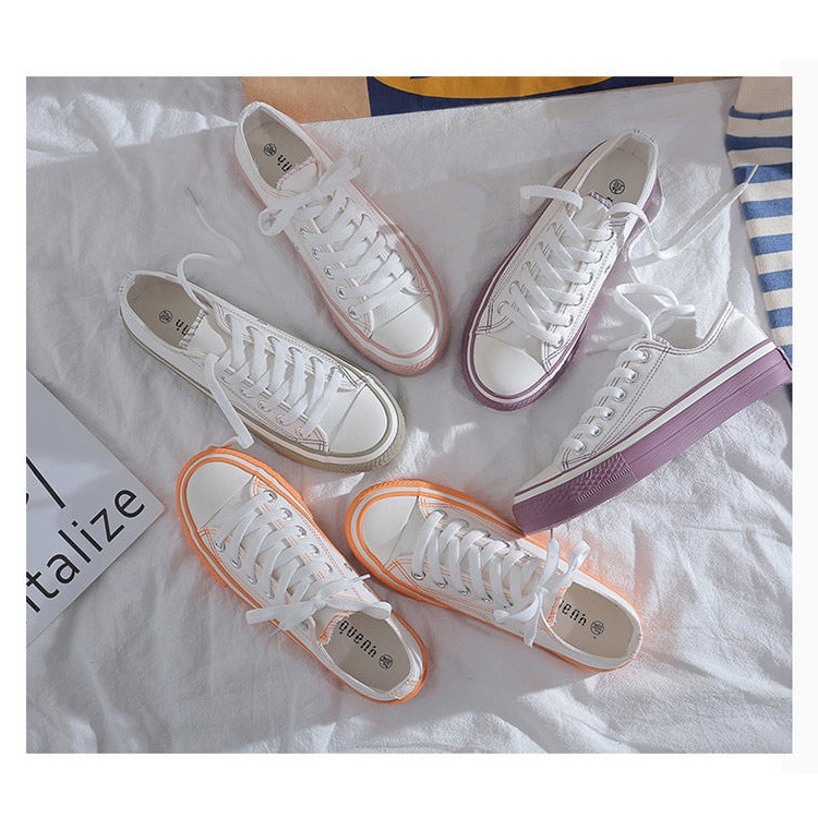 BJS71042 - ORANGE/PINK/PURPLE - Sepatu Sneakers Olahraga Import Wanita (Beda Label Sol) SEPATU WANITA SNEAKERS TALI FLAT FASHION IMPORT TERMURAH TERLARIS TERBARU BAGSTORE JAKARTA JSS71042