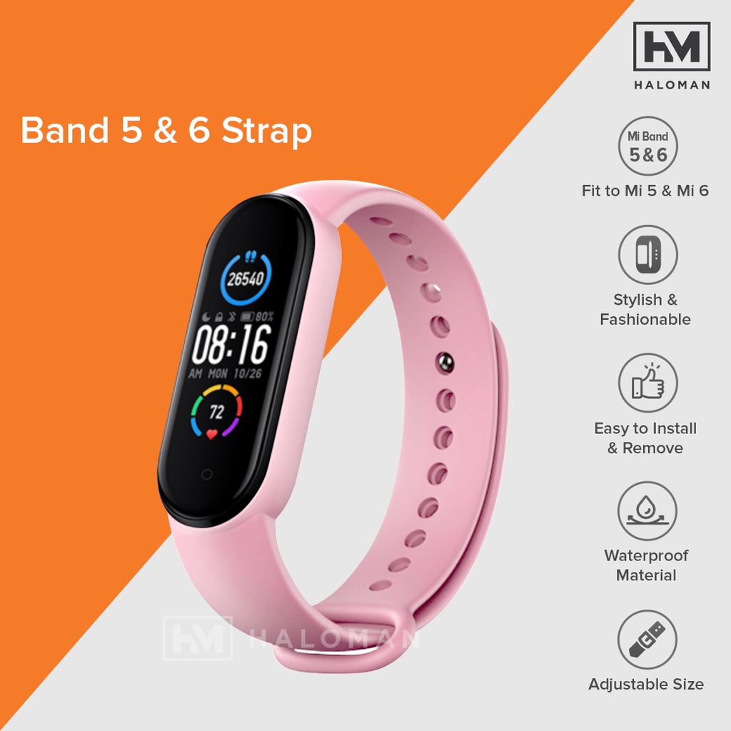 Silicone Strap Mi Band 5 & Mi Band 6 - Strap Miband 5 & Miband 6 Replacement-Pink