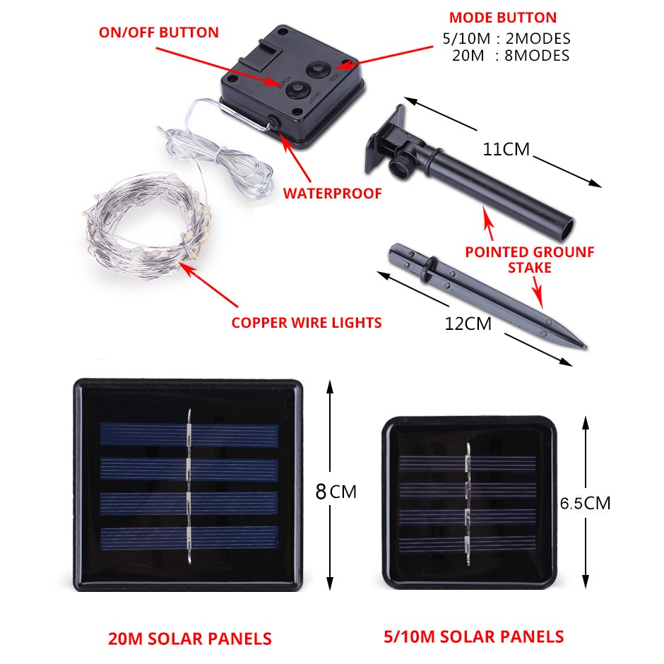 TaffLED Lampu Hias USB Powered 100 LED 10 Meter Solar Panel