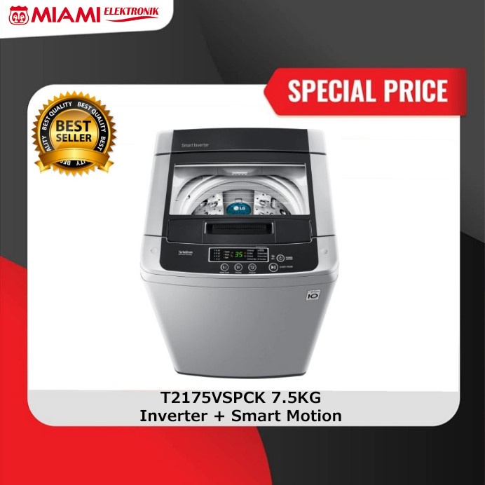 T2175VSPCK Mesin Cuci LG 7.5kg, Top Loading - Smart Inverter dengan Smart Motion