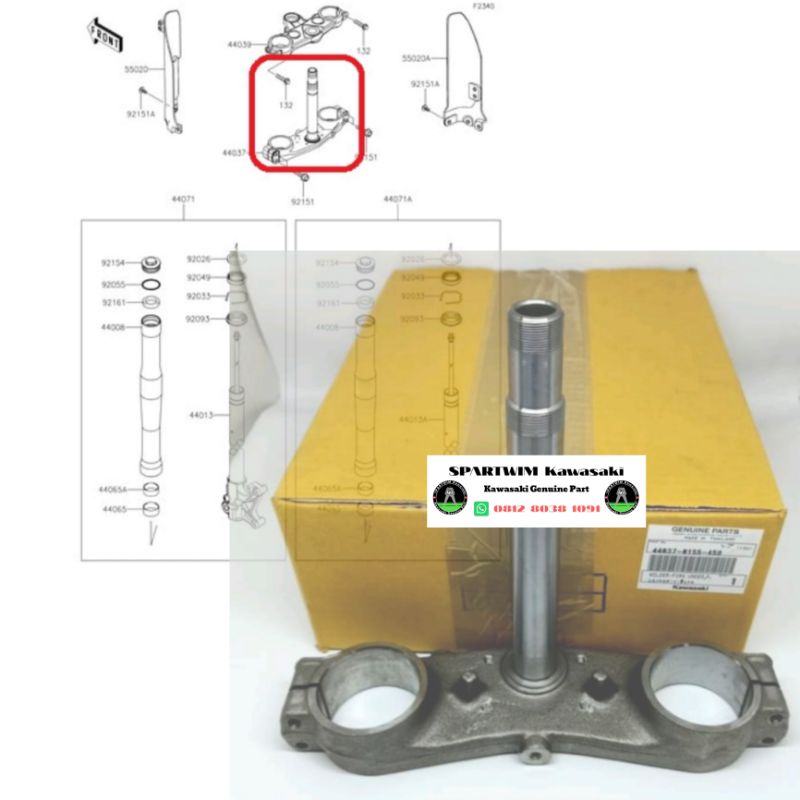 Segitiga bawah holder fork under KLX 150 BF original kawasaki