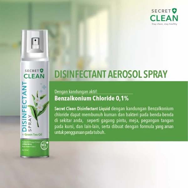 Secret Clean Disinfectant Eucalyptus | Lavender | Green Tea Spray 200 ml | Spray Antiseptik