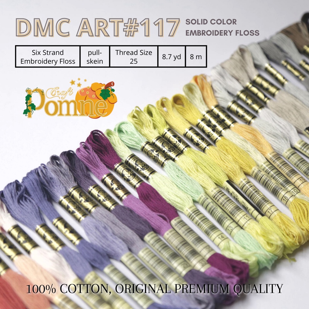 DMC EMBROIDERY FLOSS ART 117 SOLID COLOR | Benang Sulam Katun DMC 25 ORIGINAL PREMIUM