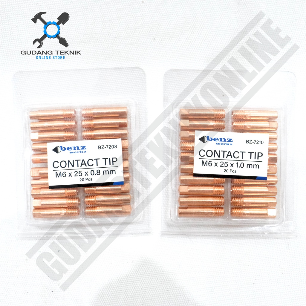 Contact Tip 0.8mm M6x25 RHINO BENZ BZ7208 / Kontak Tip 1mm BZ7210 - Spuyer Las Mig 130 BENZ SATUAN