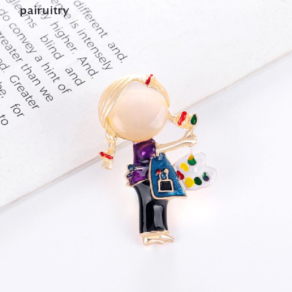 Prt Bros Pin Enamel Desain Gadis Lucu Hias Kristal Aksesoris Wanita PRT