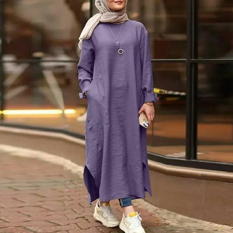 GAMIS MIDI TERBARU REMAJA KEKINIAN 2022 GAMIS LEBARAN WANITA TERLARIS  MURAH DRESS MIDI POLOS BAHAN LINEN LD 110