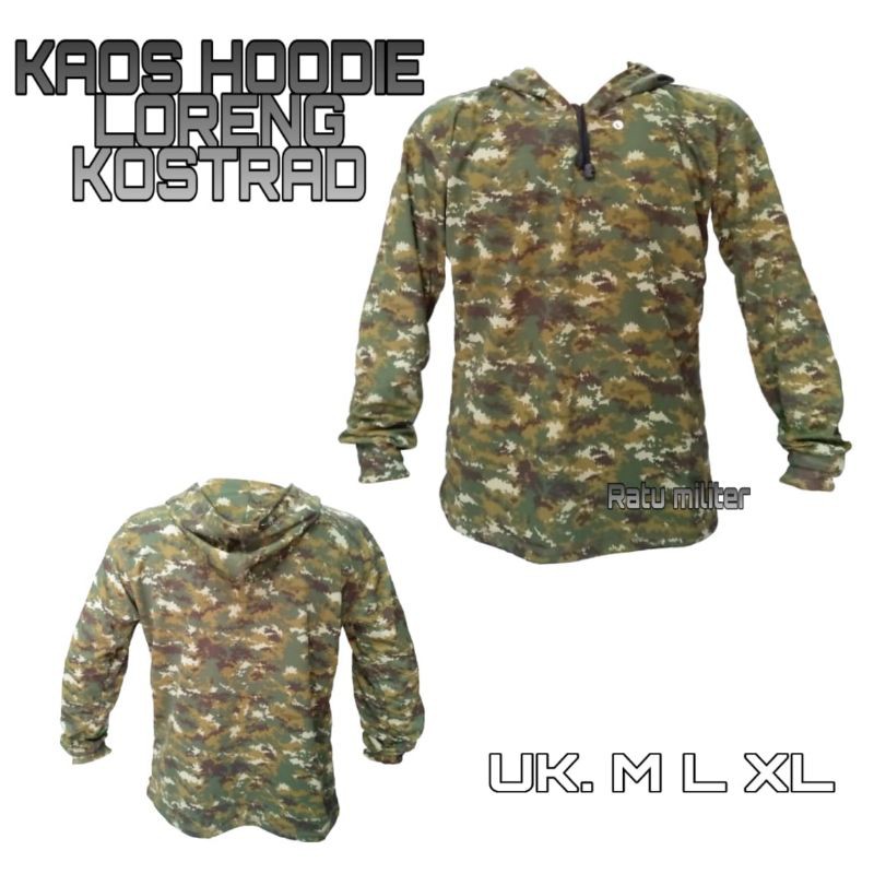 Kaos Hoodie TNI loreng Kostrad bahan dry fit - Ratu militer