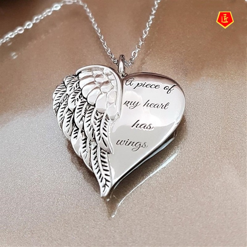 [Ready Stock]European and American Angel Wings English Inscription Necklace Female