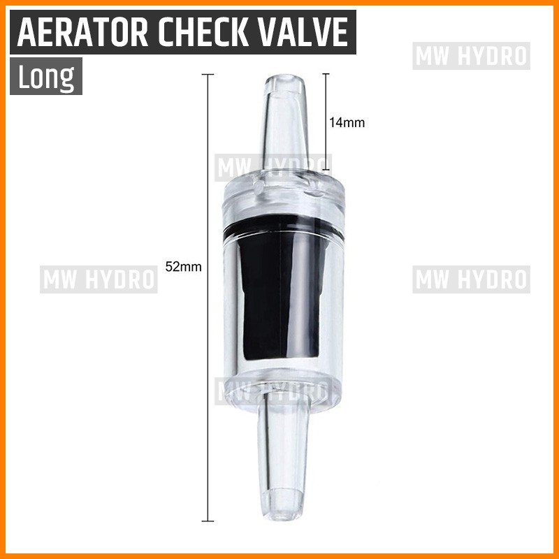 One Way Check Valve Aerator Akuarium, Selang 3/16&quot;, Long Transparent