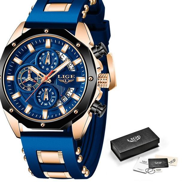 [KODE Y96] LIGE 2021 Terbaru Jam Tangan Pria Original Multi Fungsi Anti Air Kalender Kronograf Sport