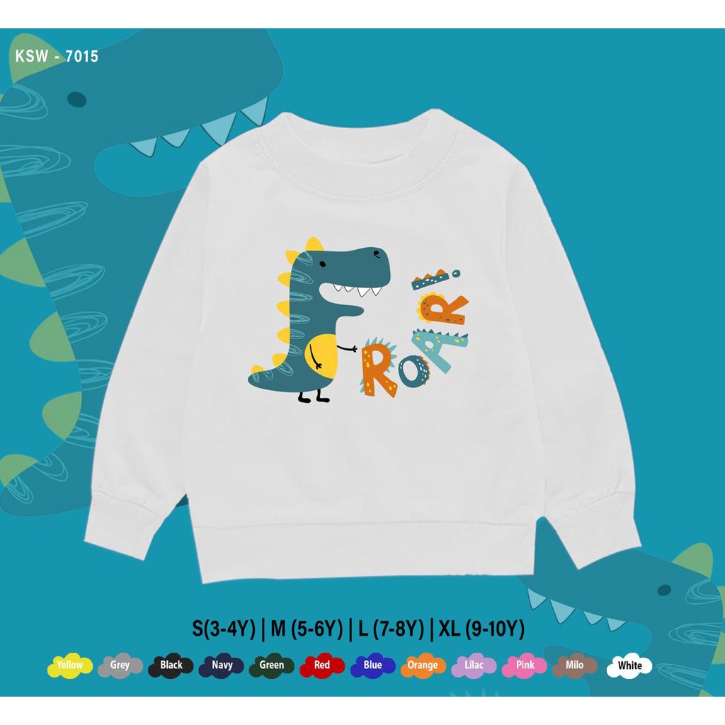 OUTFIT ANAK ANAK / BAJU SWEATER / SWEATER KIDS 1-10 TAHUN / DINO ROAR / REAL PICTURE / BEST SELLER