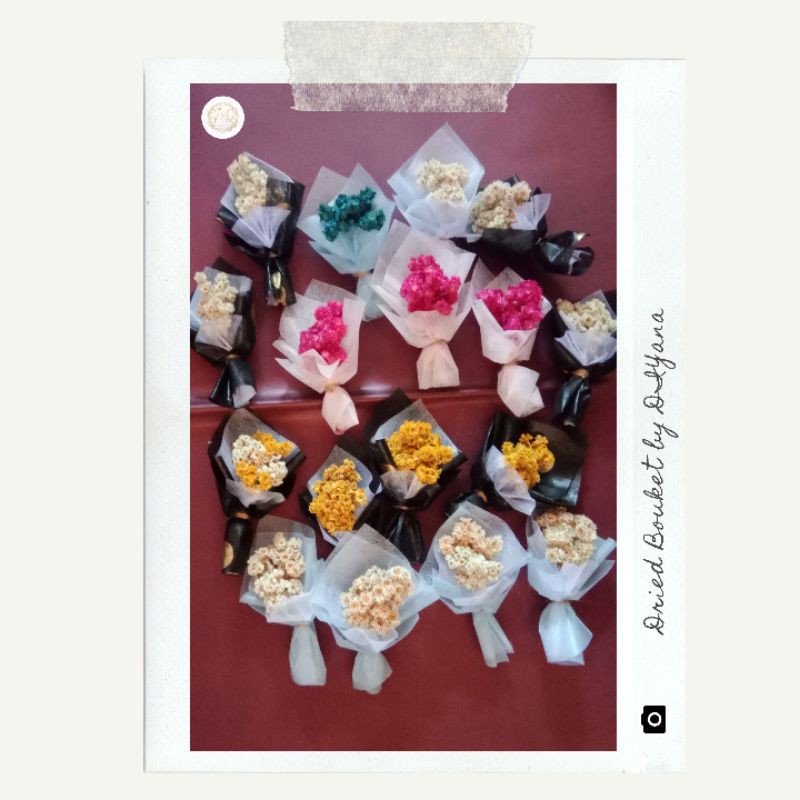 [ TERMURAH ] Mini dried bouqet edelweiss buket bunga kering edelweiss rustic realpict pelengkap kado