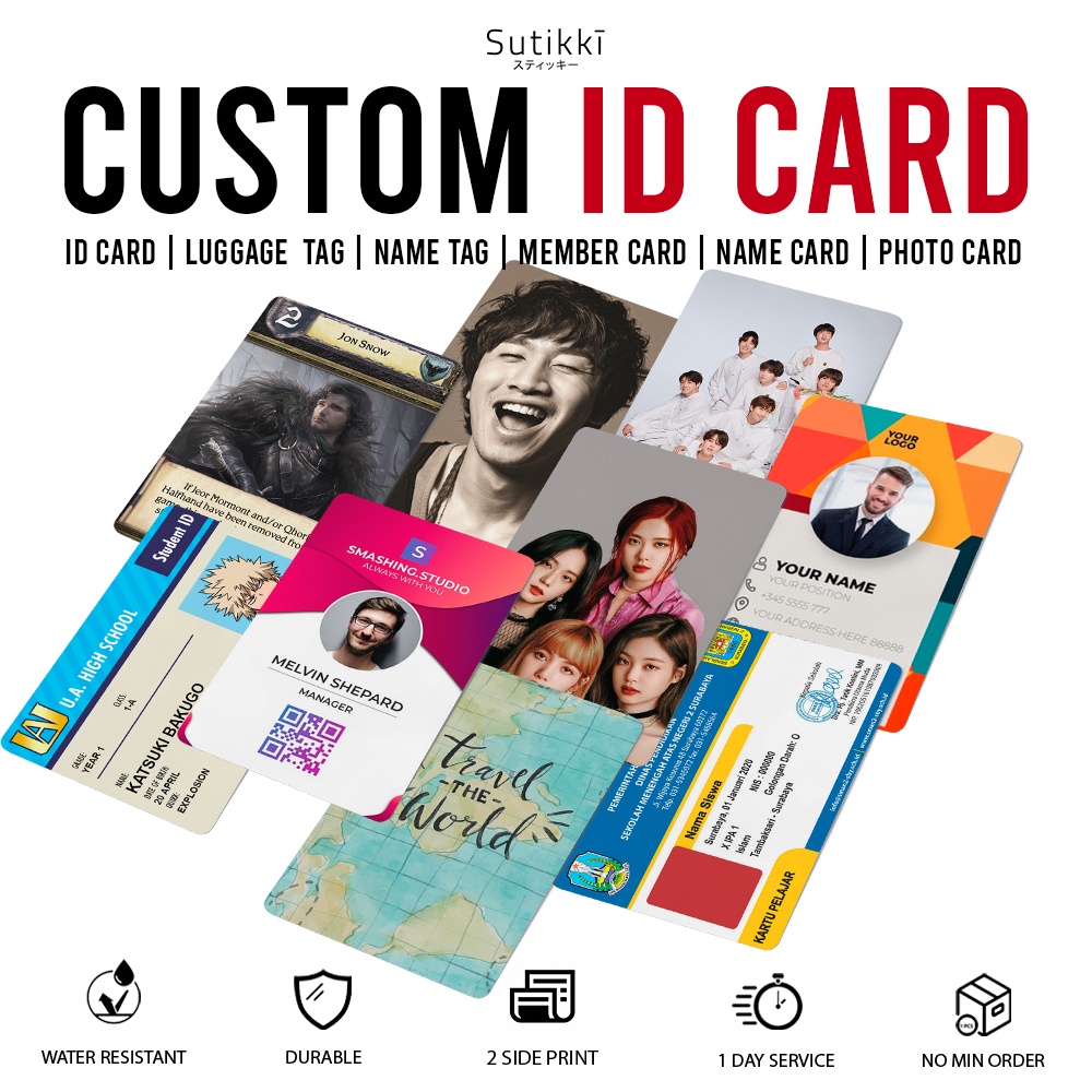 Cetak ID Card Custom Kartu Member Print PVC Name Tag Photo Card Foto Luggage Karyawan Pelajar Mahasiswa