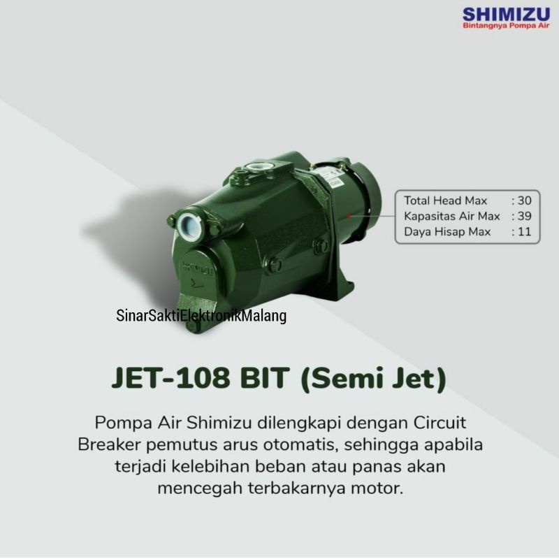 Pompa Air Shimizu JET 108 Bit Semi Jet Pump JET108 Jet108Bit Garansi