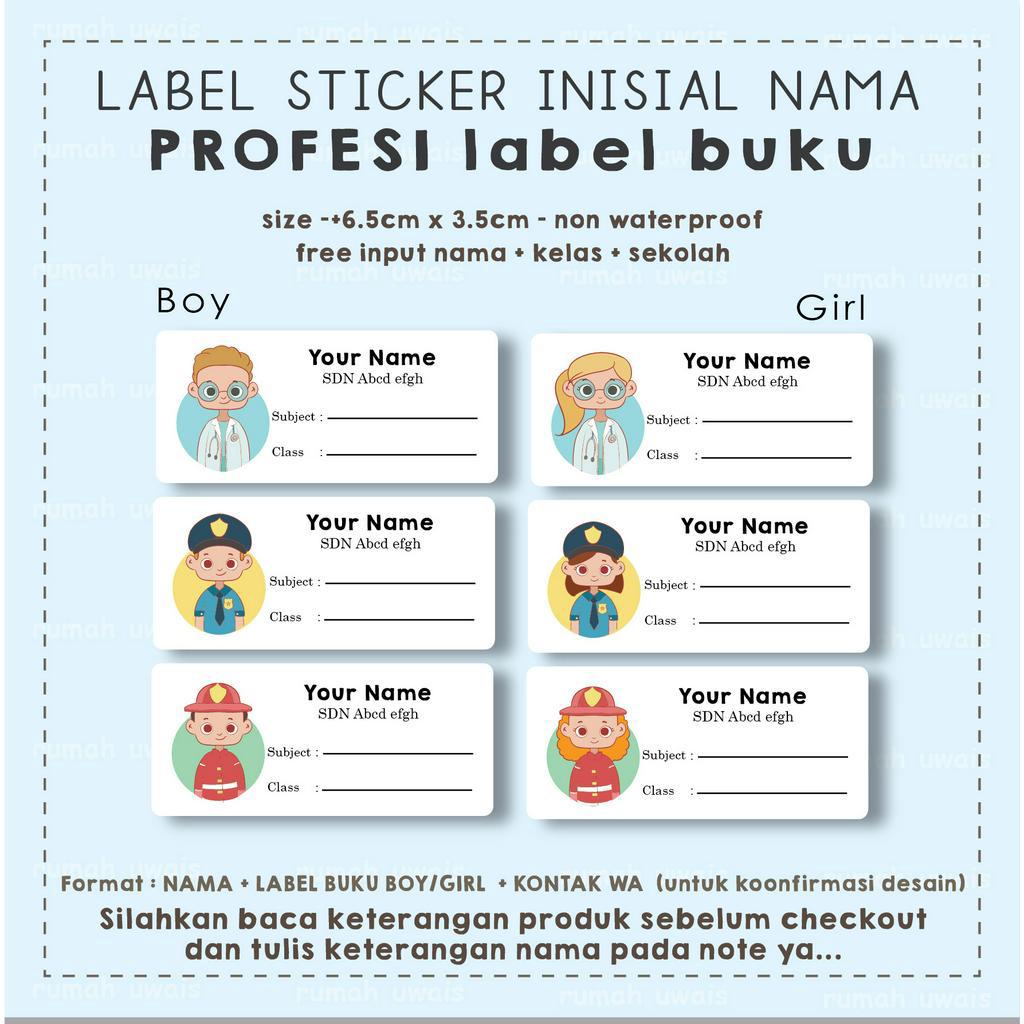 

Label sticker buku custom nama