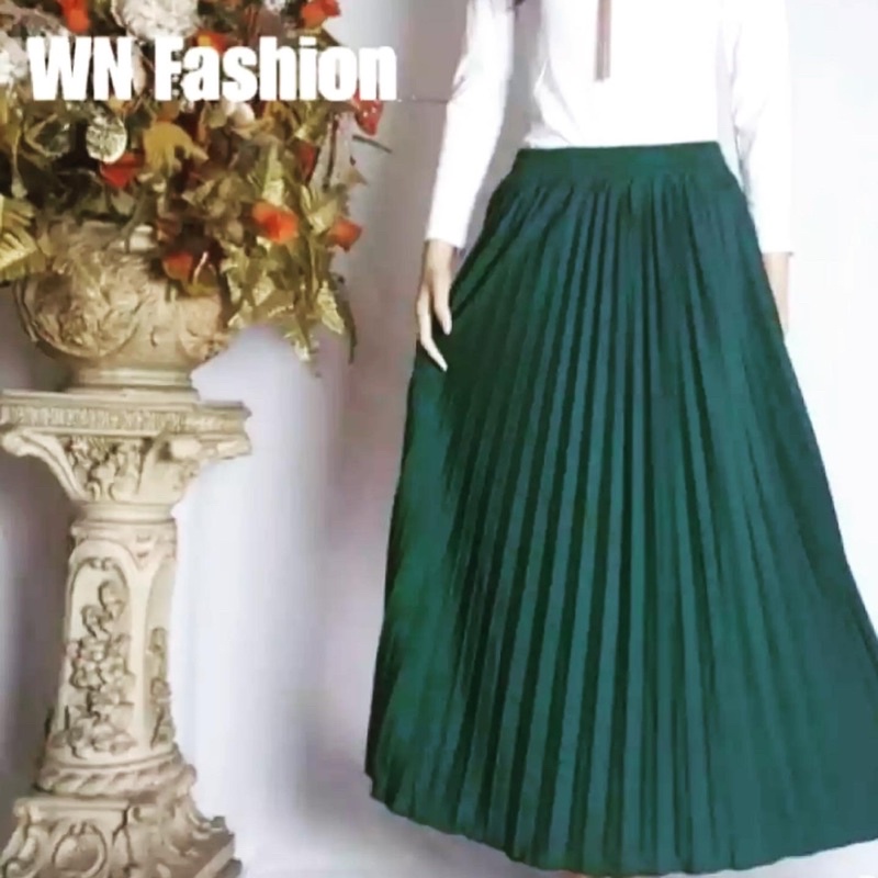 Rok Plisket Hijau Botol