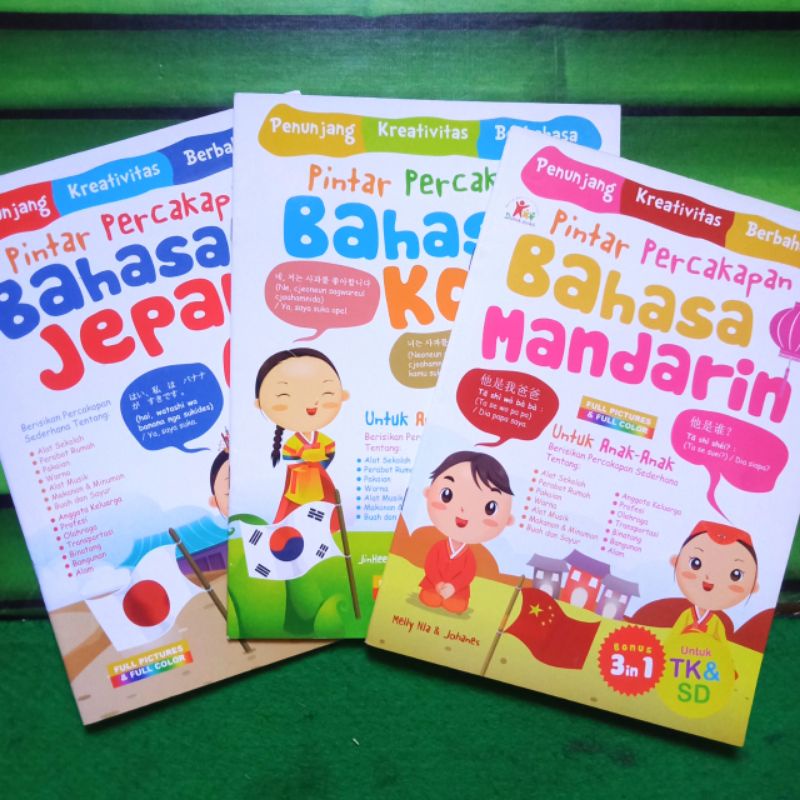 Buku pintar percakapan bahasa jepang/korea/mandarin untuk anak-anak