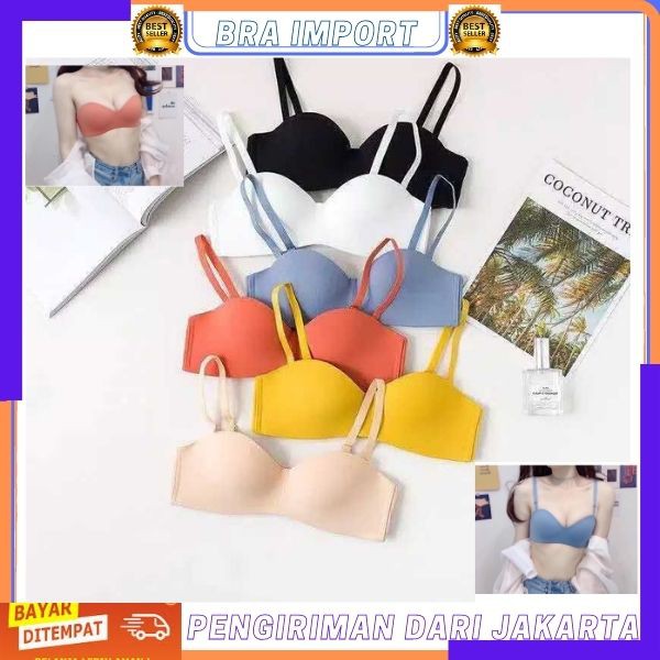 Bra Import 【Bra-014】 Half cup Bra Model Seamless Tanpa Kawat Gaya Korea untuk Wanita