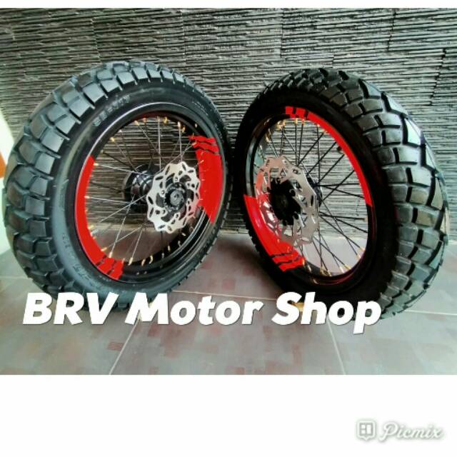 Sepaket supermoto Klx bf Klx L Klx S Klx G D Tracker 150 Ples Ban Full Set Siap Pakai Ring 17