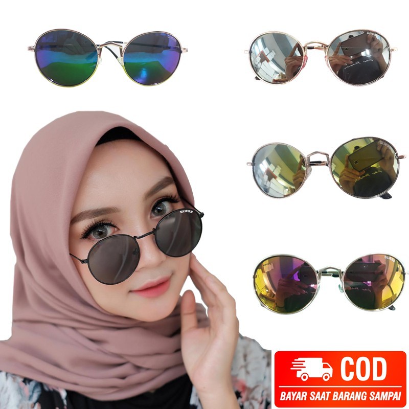 Kacamata Hitam Pria Wanita Kacamata Fashion Round Sunglasses Unisex Kacmata Anti Silau Kaca mata