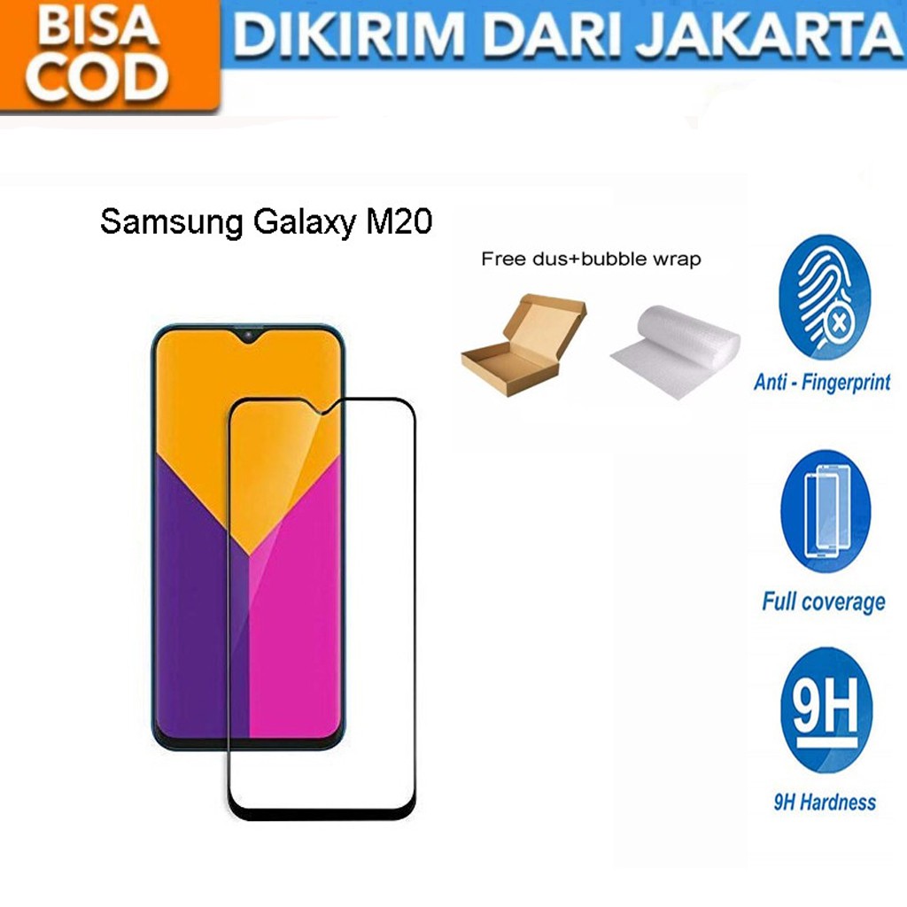 Samsung Galaxy M20 Full Cover/Full Screen Tempered Glass Screen Protector Anti Gores