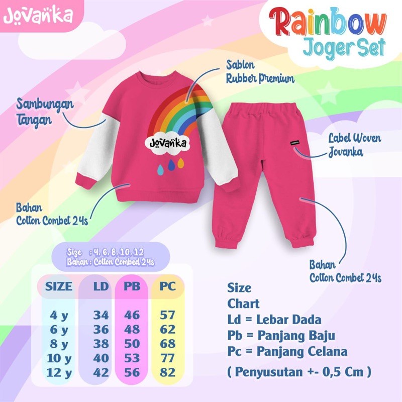 (READY) Rainbow Joger Set Jovanka.id